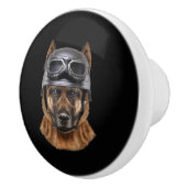 duitse herderhond helmet gift voor motorrijder keramische knop (Rechts)