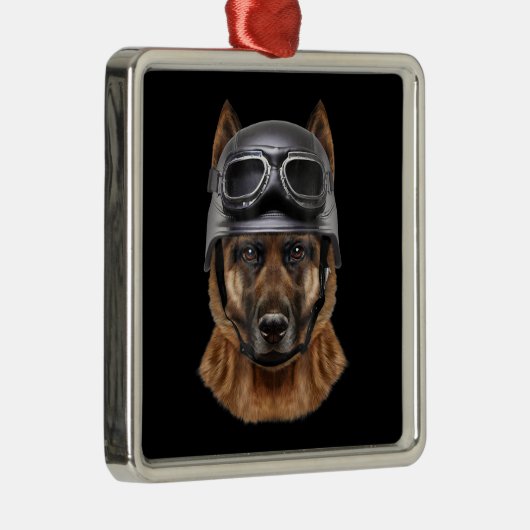 duitse herderhond helmet gift voor motorrijder metalen ornament (Rechts)