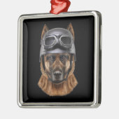 duitse herderhond helmet gift voor motorrijder metalen ornament (Links)