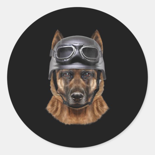 duitse herderhond helmet gift voor motorrijder ronde sticker (Voorkant)