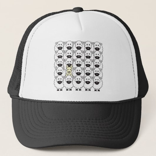 Duitse herderhond in de schapen trucker pet (Voorkant)