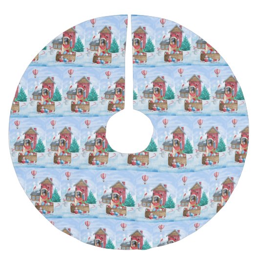 Duitse herderhond in het sneeuwkersthondenhuis kerstboom rok (Voorkant)