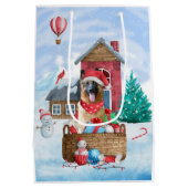 Duitse herderhond in het sneeuwkersthondenhuis medium cadeauzakje (Achterkant)