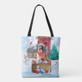 Duitse herderhond in het sneeuwkersthondenhuis tote bag (Achterkant)