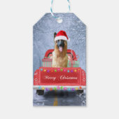 Duitse herderhond in sneeuw met Kerstmis Cadeaulabel (Voorkant)
