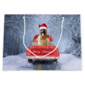 Duitse herderhond in sneeuw met Kerstmis Groot Cadeauzakje (Voorkant)