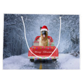 Duitse herderhond in sneeuw met Kerstmis Groot Cadeauzakje (Achterkant)