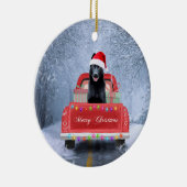 Duitse herderhond in sneeuw met Kerstmis Keramisch Ornament (Rechts)