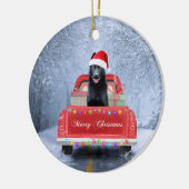 Duitse herderhond in sneeuw met Kerstmis Keramisch Ornament (Links)