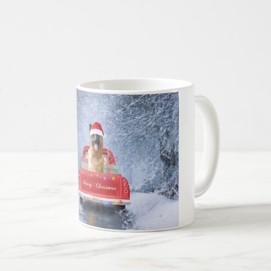 Duitse herderhond in sneeuw met Kerstmis Koffiemok (Voorkant rechts)