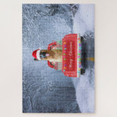 Duitse herderhond in sneeuw met Kerstmis Legpuzzel (Verticaal)