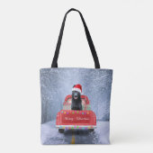 Duitse herderhond in sneeuw met Kerstmis Tote Bag (Achterkant)