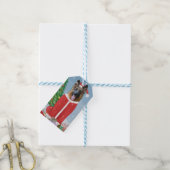 Duitse herderhond met kerstcadeaus in sneeuw cadeaulabel (Met Touw)