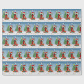 Duitse herderhond met kerstcadeaus in sneeuw cadeaupapier (Vlak)