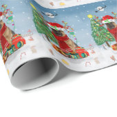 Duitse herderhond met kerstcadeaus in sneeuw cadeaupapier (Rol Hoek)