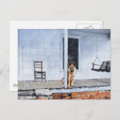 Duitse herderhond op de Porch Briefkaart (Voorkant / Achterkant)