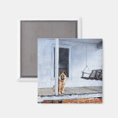 Duitse herderhond op de Porch Magneet (Voorkant / Achterkant)