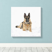 duitse herderhond op sneeuwcanvas canvas afdruk (Insitu (Houten vloer))