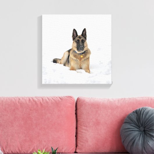 duitse herderhond op sneeuwcanvas canvas afdruk (Insitu (Woonkamer))
