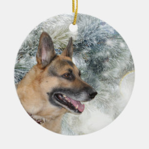Duitse herderkerst keramisch ornament