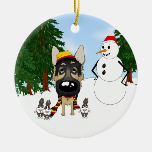 Duitse herderkerst keramisch ornament (Voorkant)
