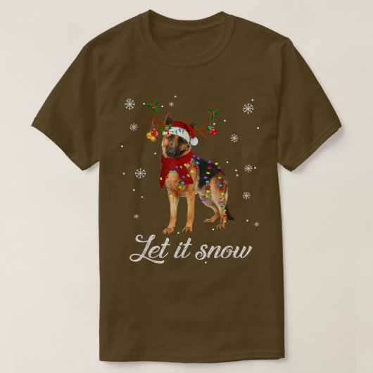 Duitse herderkerst laat het sneeuwen t-shirt (Design voorkant)