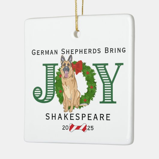 Duitse herders brengen vreugde keramisch ornament (Links)