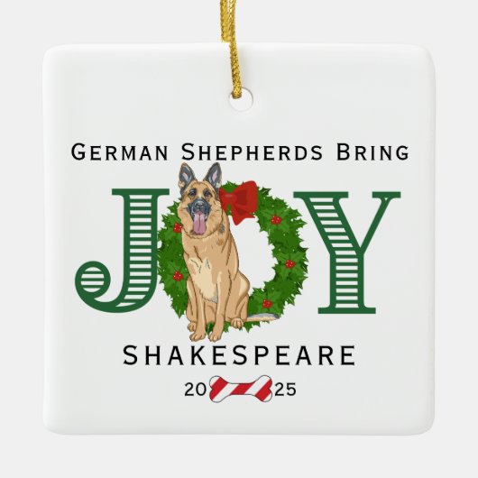 Duitse herders brengen vreugde keramisch ornament (Voorkant)