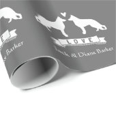 Duitse herders bruiloft paar met aangepaste tekst cadeaupapier (Rol Hoek)