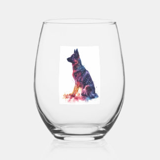Duitse herders die galactische patronen vormen reg wijnglas zonder voet