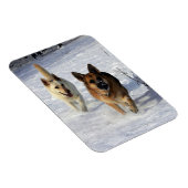 Duitse herders die in de sneeuw lopen magneet (Rechterzijde)