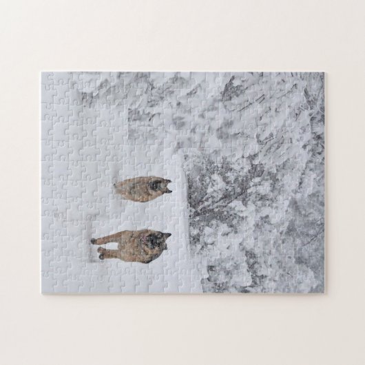 Duitse herders die in Sneeuwpuzzel lopen Legpuzzel (Horizontaal)