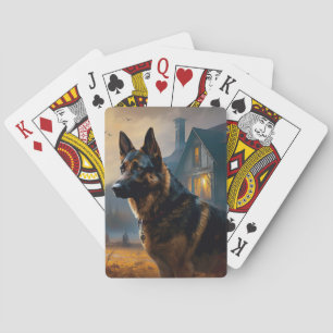 Duitse Herders Halloween Griezelen Pokerkaarten