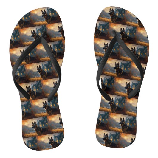 Duitse Herders Halloween Griezelen Teenslippers (Voetbed)