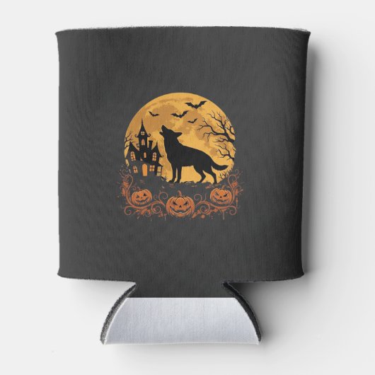 Duitse Herders Halloween Maan Pompoen Ontwerp_1 Blikjeskoeler (Voorkant)