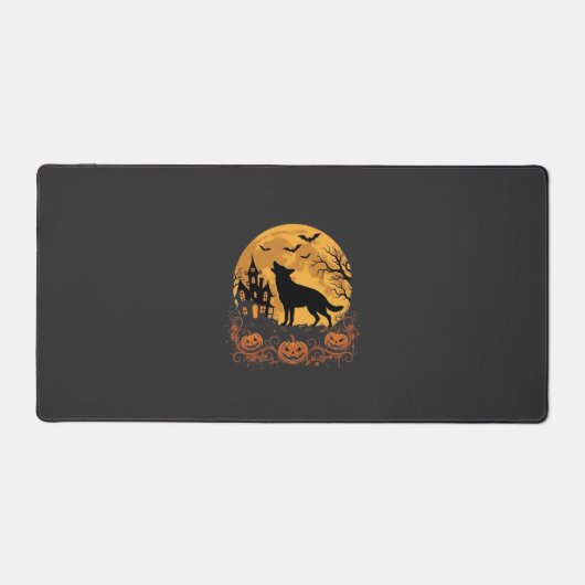 Duitse Herders Halloween Maan Pompoen Ontwerp_1 Bureaumat (Voorkant)