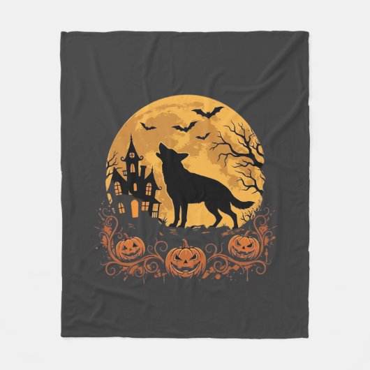 Duitse Herders Halloween Maan Pompoen Ontwerp_1 Fleece Deken (Voorkant)