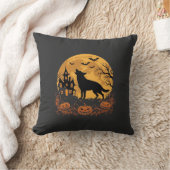 Duitse Herders Halloween Maan Pompoen Ontwerp_1 Kussen (Deken)