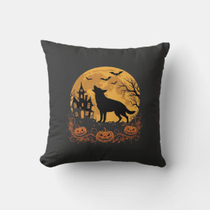 Duitse Herders Halloween Maan Pompoen Ontwerp_1 Kussen