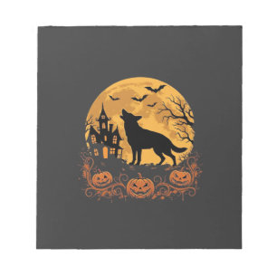 Duitse Herders Halloween Maan Pompoen Ontwerp_1 Notitieblok