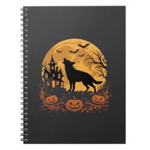 Duitse Herders Halloween Maan Pompoen Ontwerp_1 Notitieboek