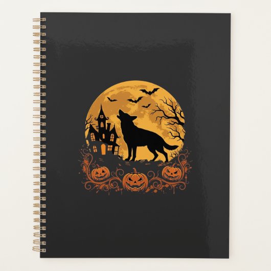 Duitse Herders Halloween Maan Pompoen Ontwerp_1 Planner (Voorkant)