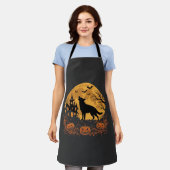 Duitse Herders Halloween Maan Pompoen Ontwerp_1 Schort (Gedragen)