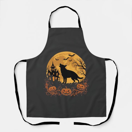 Duitse Herders Halloween Maan Pompoen Ontwerp_1 Schort (Voorkant)