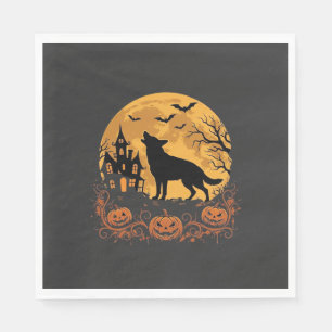 Duitse Herders Halloween Maan Pompoen Ontwerp_1 Servet