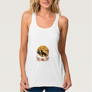Duitse Herders Halloween Maan Pompoen Ontwerp_1 Tanktop