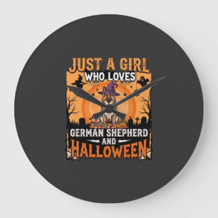 Duitse Herders Halloween Meisje Heks Hond Ontwerp Grote Klok