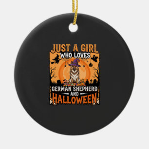 Duitse Herders Halloween Meisje Heks Hond Ontwerp Keramisch Ornament