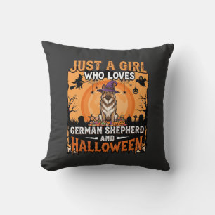Duitse Herders Halloween Meisje Heks Hond Ontwerp Kussen
