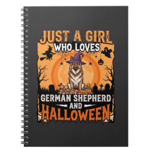 Duitse Herders Halloween Meisje Heks Hond Ontwerp Notitieboek